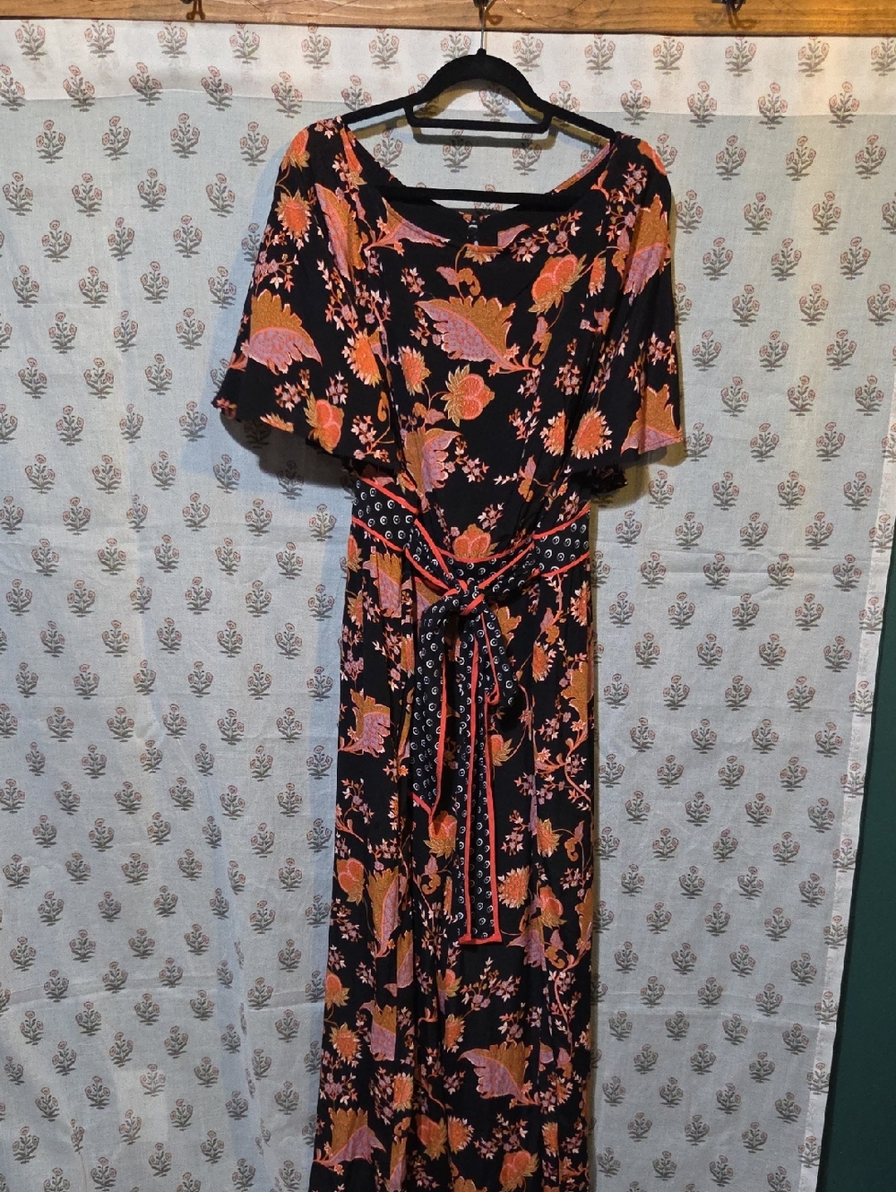 Anthropologie Maeve Floral Jumpsuit - Pink & Orange Print Size 22